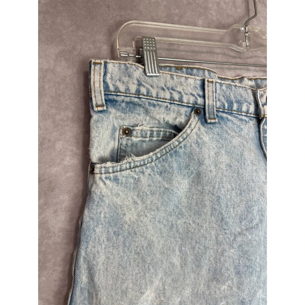 VINTAGE Levis Jean Shorts Mens 34 Blue Distressed Denim Jorts Orange Tab USA 90s